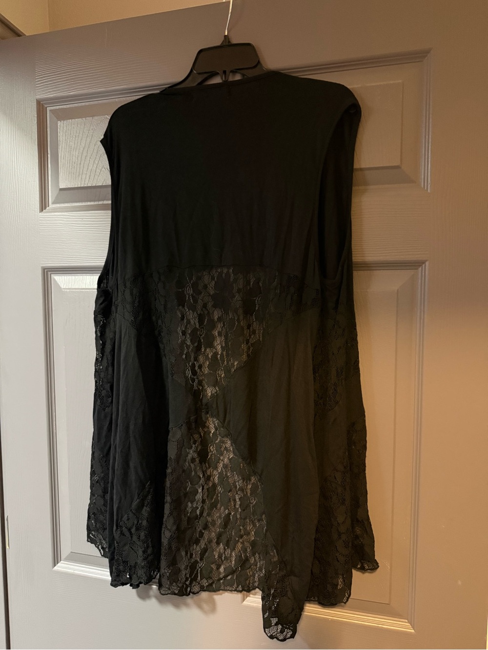Black Lace-Back Sleeveless Cardigan